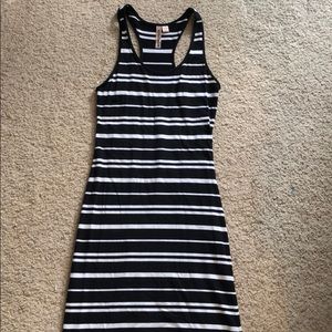 Racerback floor length black and white maxi dress